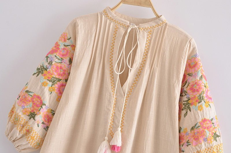 Hippie And Bohemian Linen Cotton Beach Dress | Vintage Styled | M-L