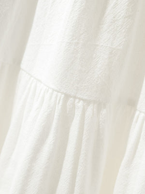 White Hippie Linen Cotton Beach Dress | Bohemian Flow | Free Size