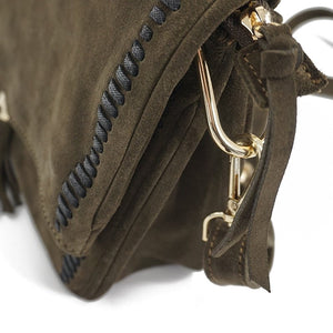 Genuine Leather Nubuck Loop Fringed Side Shoulder Bag - 2 Colours Available