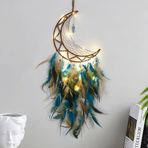 Moon And Star Dream Catchers With Feathers | Various Colours