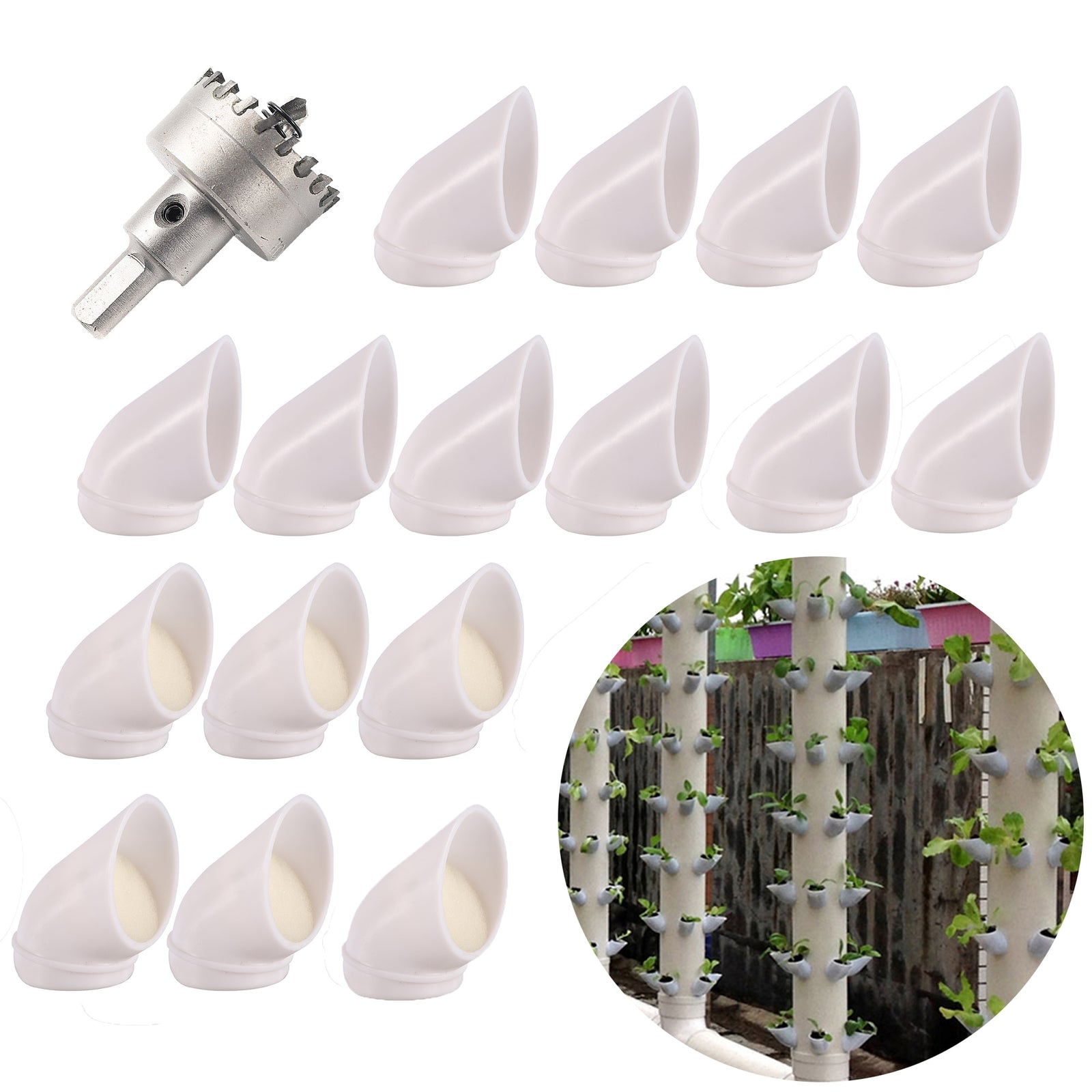 Hydroponic Vertical Garden PVC Insert Pots | 30PCS + Drill Bit