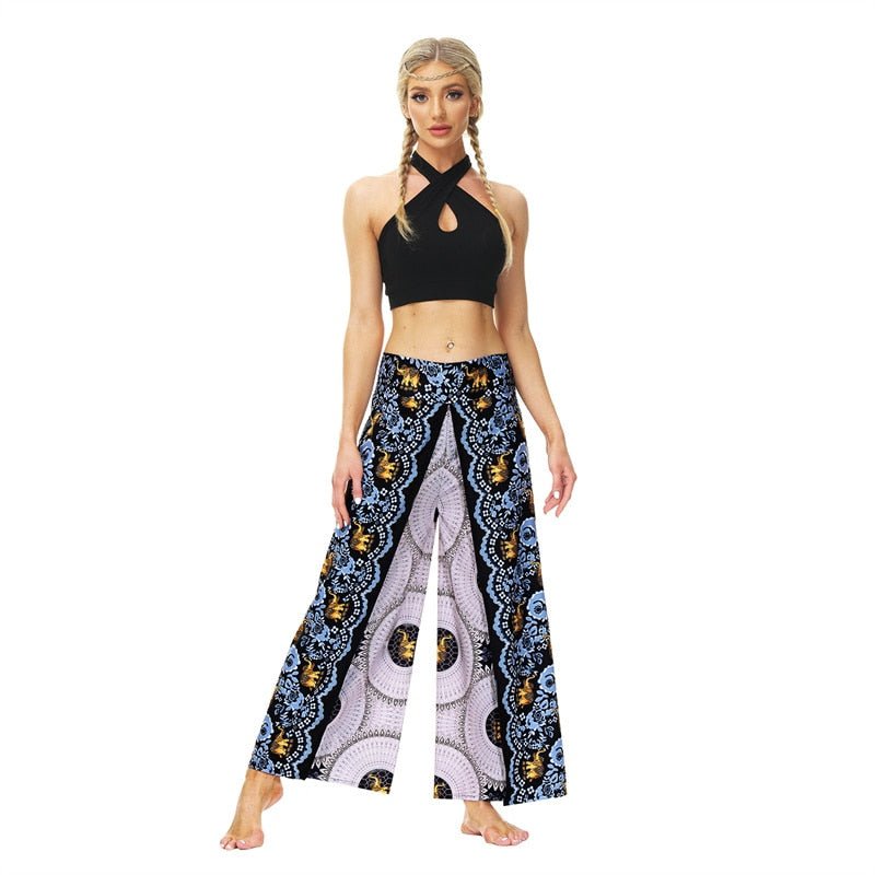 Women's Casual Slit Wide Leg Hippie Boho Pants | Lotus Spirit Design | S-L