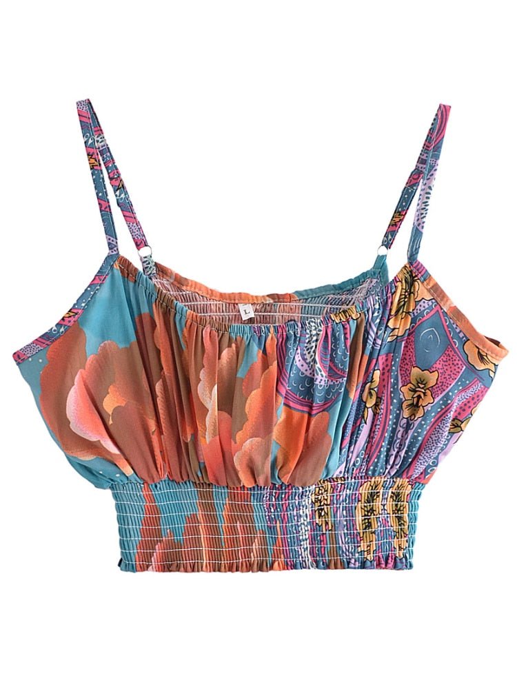 Women's Star and Moon Two Piece Suit | Sleeveless Top + Bohemian Shorts | 2 Pieces Outfit | S-L