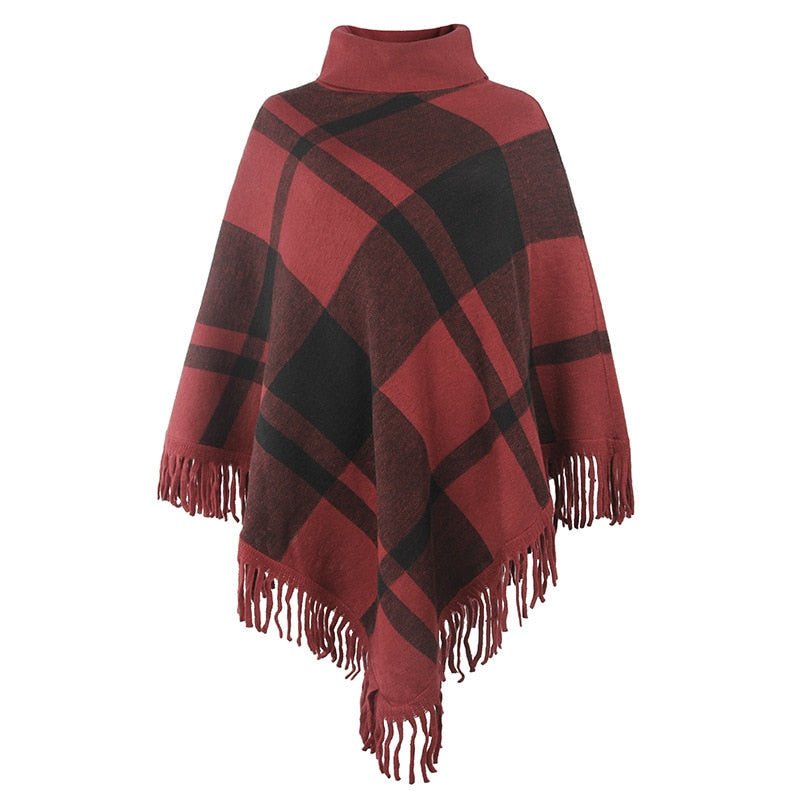 High Collar Poncho With Tassels | Various Colours | Free Size