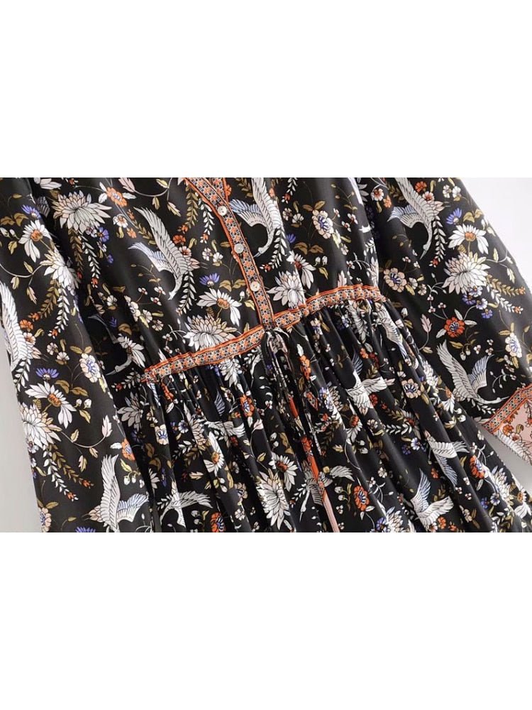 Women's Crane Bohemian Beach Dress | V-Neck | S-XL