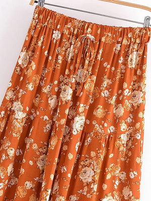 Cute Blue And Brown Hippie Free Flow Skirts | Comfortable Fit | S-XL