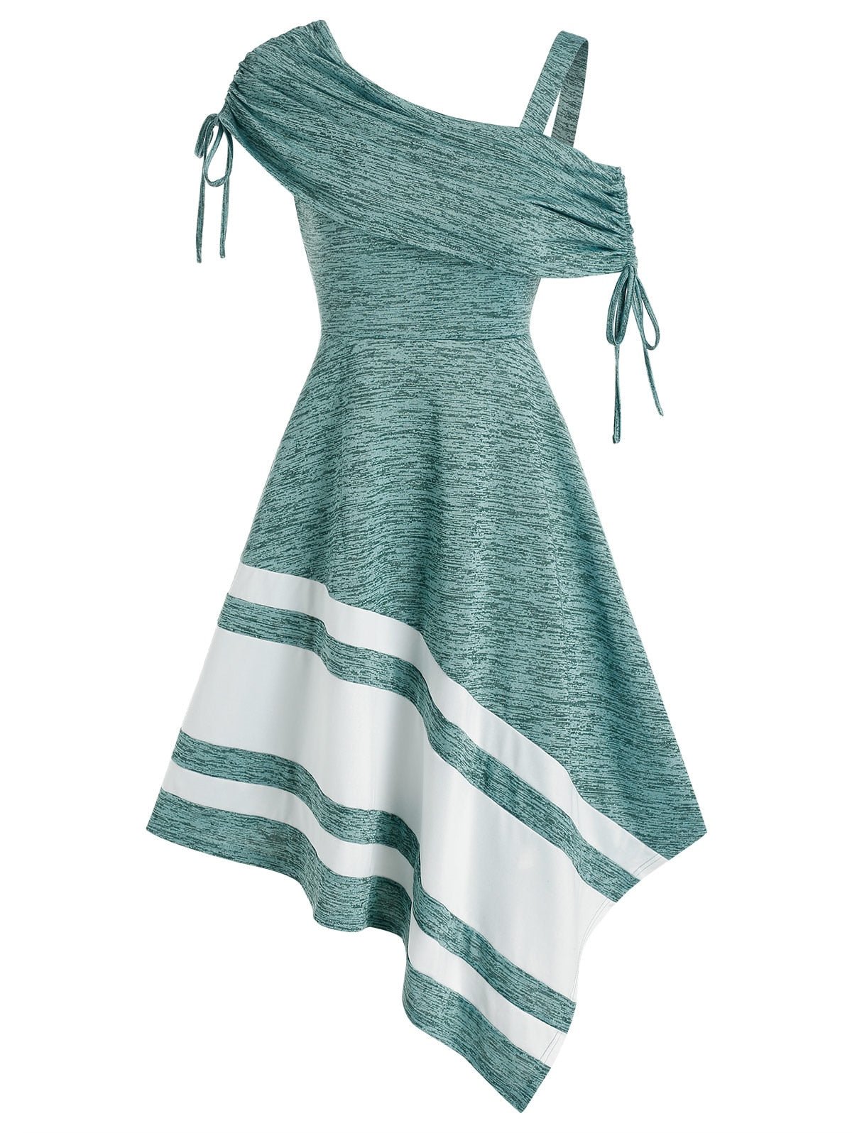 Blue Boho Skew Collar Dress | M-XXXL