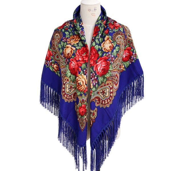 Women's Winter Hippie Flower Printered Poncho Cape | Various Colours | Free Size