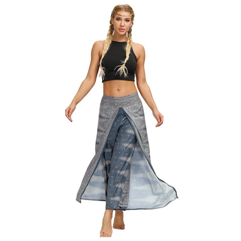 Women's Casual Slit Wide Leg Hippie Boho Pants | Ocean Goddess Design | S-L
