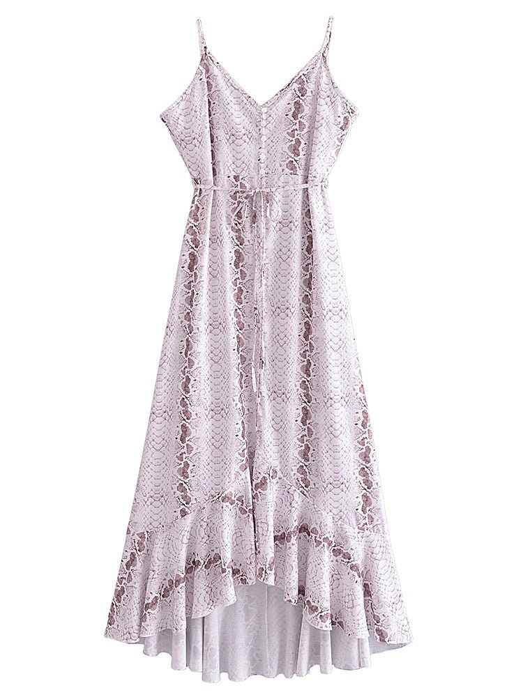 Women's White Patched Bohemian Sexy Deep V-Neck Dress | S-XL