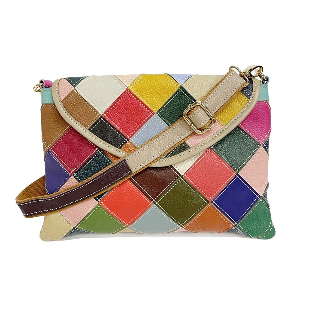 80s Styled Patchwork Fashion Sling Bag - Genuine Leather