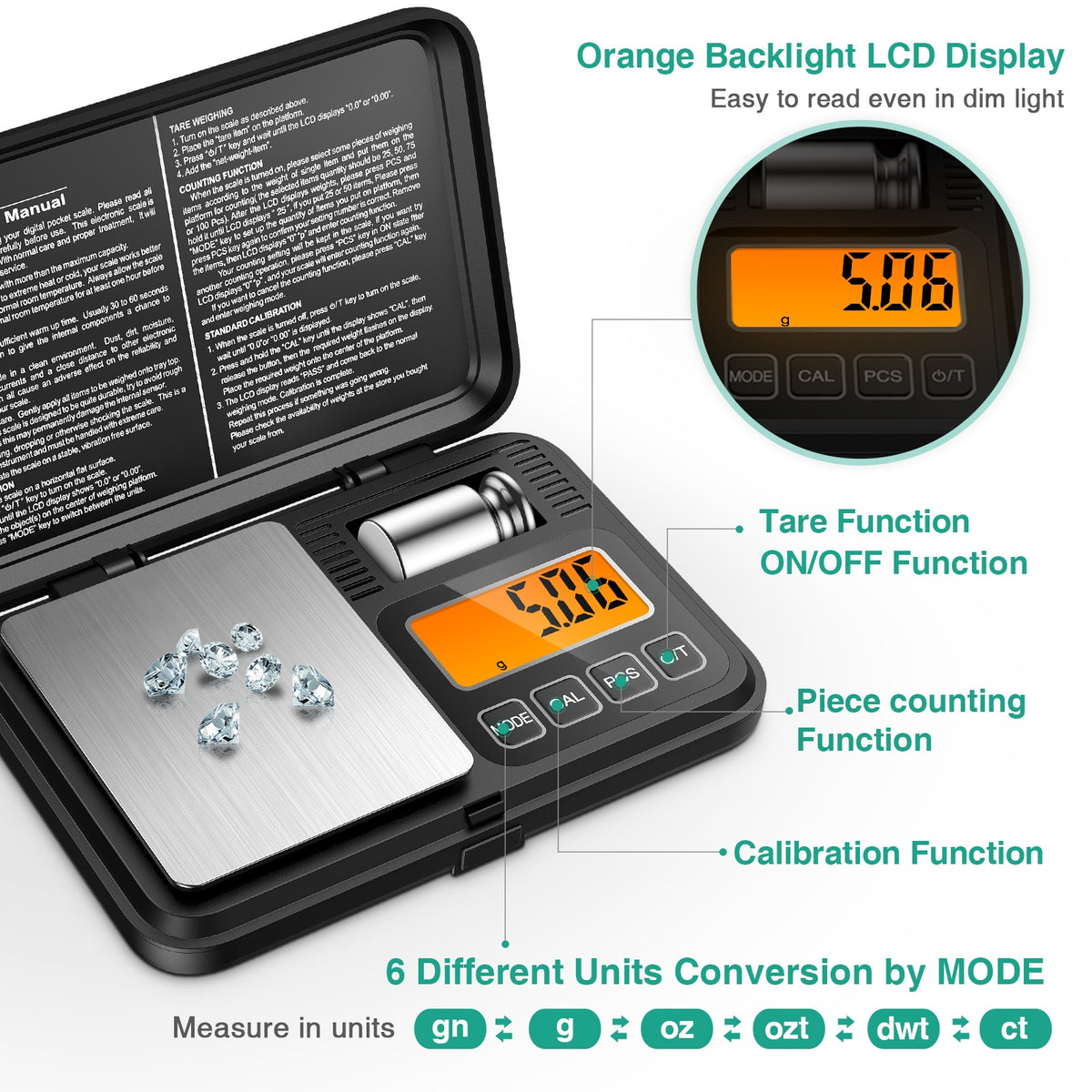 0.01g/200g Electronic Digital Scale With 50g Calibration Weights
