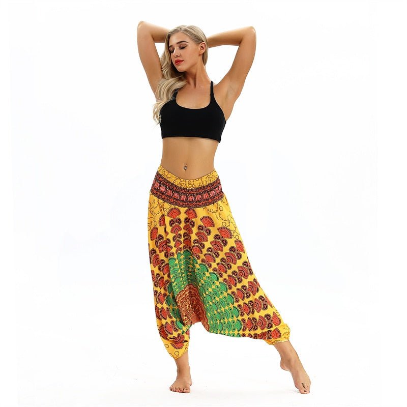 Hippie Boho Loose Yoga Harem Pants | Rasta Fun Design | One Size