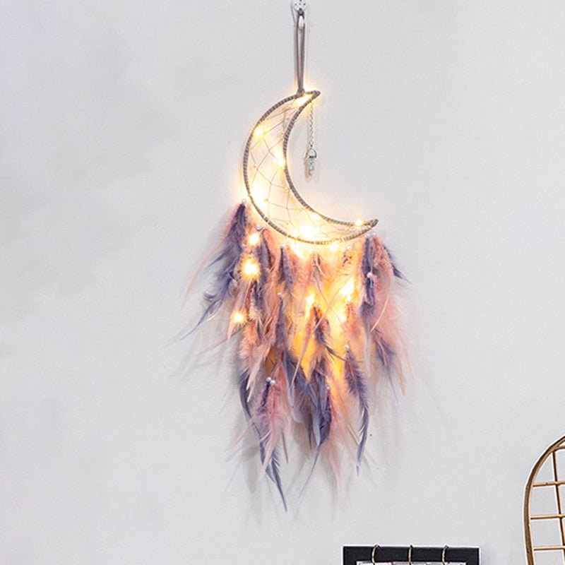 Moon And Star Dream Catchers With Feathers | Various Colours
