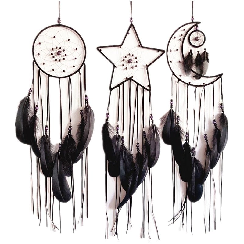 White Or Black Sun, Moon & Star Dream Catcher Set