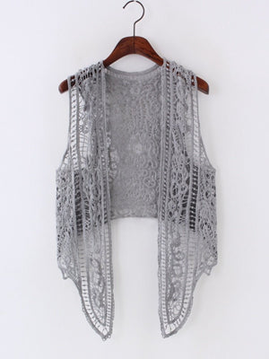 Open Stitched Boho Hippie Crochet Knitted Blouse Vest | 3 Colours | Free Size
