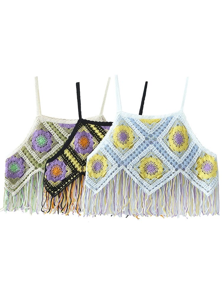 Bohemian Beach Crop Top With Tassels | Various Colours | Free Size