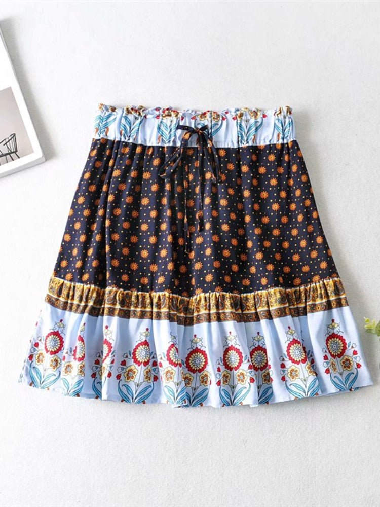 Women's Boho Off Shoulder Strapless Red Or Black Top With Matching Mini Skirt | Clothing Set | M-L