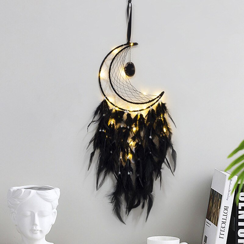 Moon And Star Dream Catchers With Feathers | Various Colours