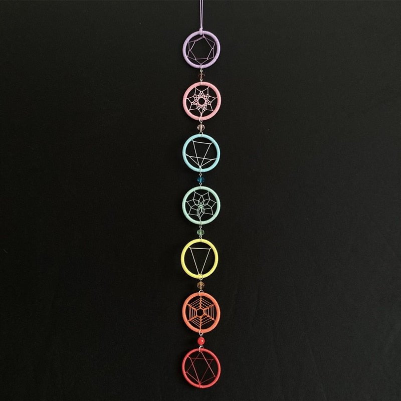 7 Chakra Dream Catcher With Bottom Feather | Various Styles