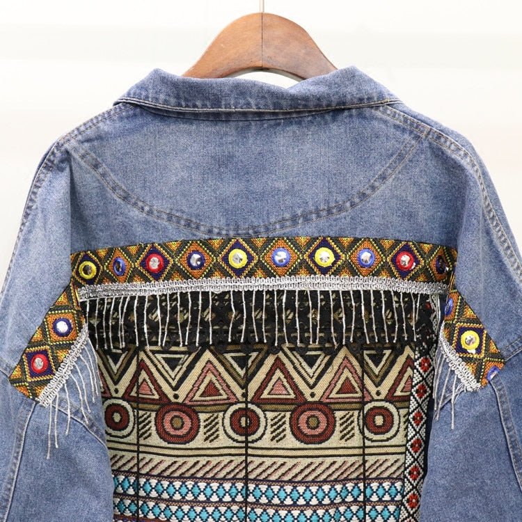 Gypsy Styled Hippie Demin Jacket | Boho Backing | Free Size