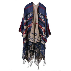 Ethnic Blanket Poncho With Tassels | Festival Print | Free Size
