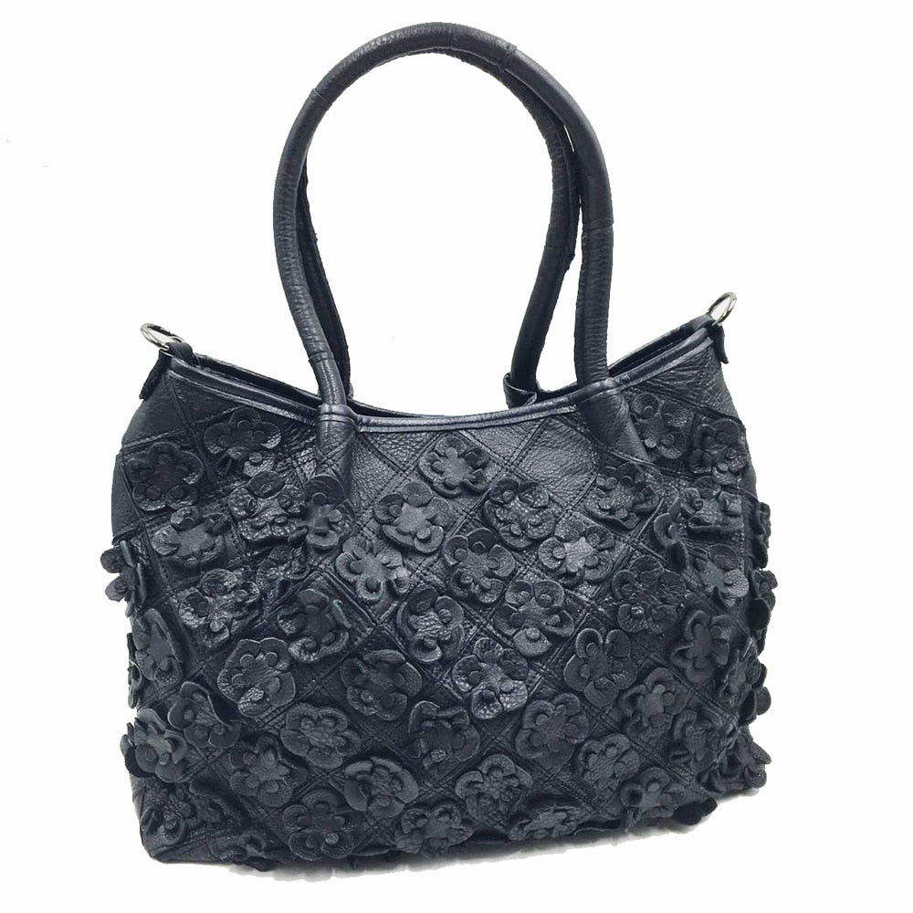 Oversized Genuine Leather Multicolor Flower Handbag - Various Colours