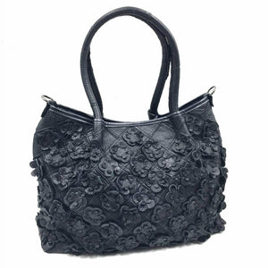 Oversized Genuine Leather Multicolor Flower Handbag - Various Colours