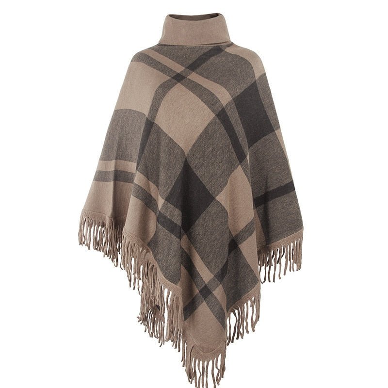 High Collar Poncho With Tassels | Various Colours | Free Size