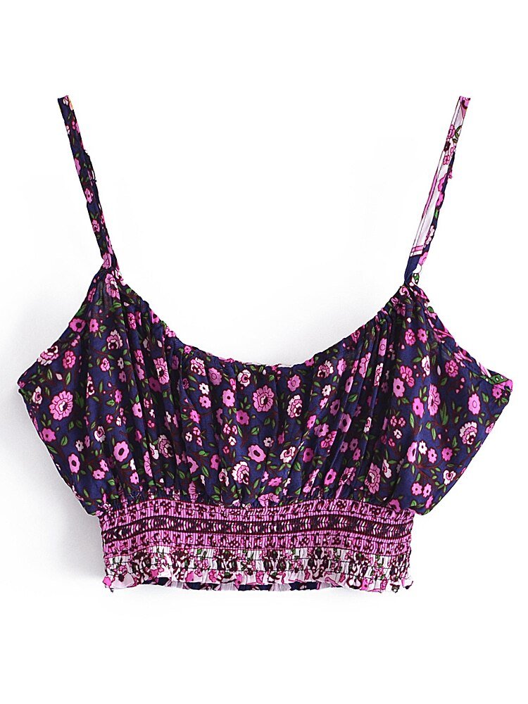 Women's Purple Boho Two Piece Outfit | Sleeveless Top + Bohemian Pants | S-L