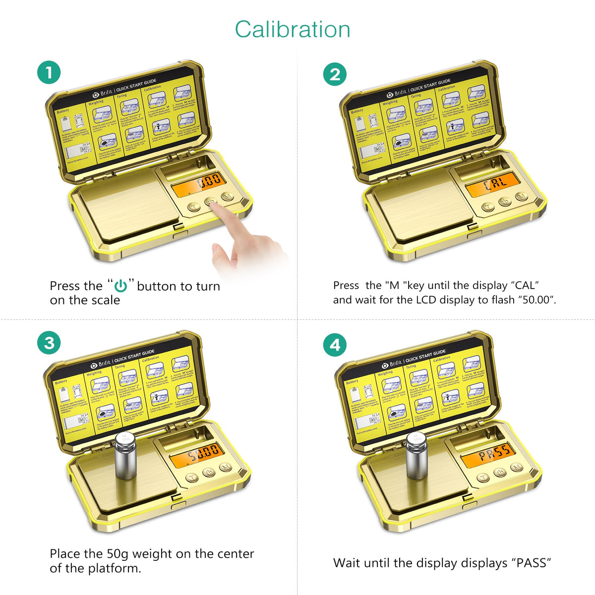Gold 200g 0.01g Pocket Scales With 50g Calibration