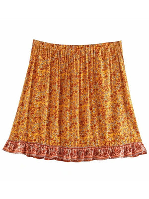 Vintage Styled Hippie Skirt | Orange + Blue | S-L