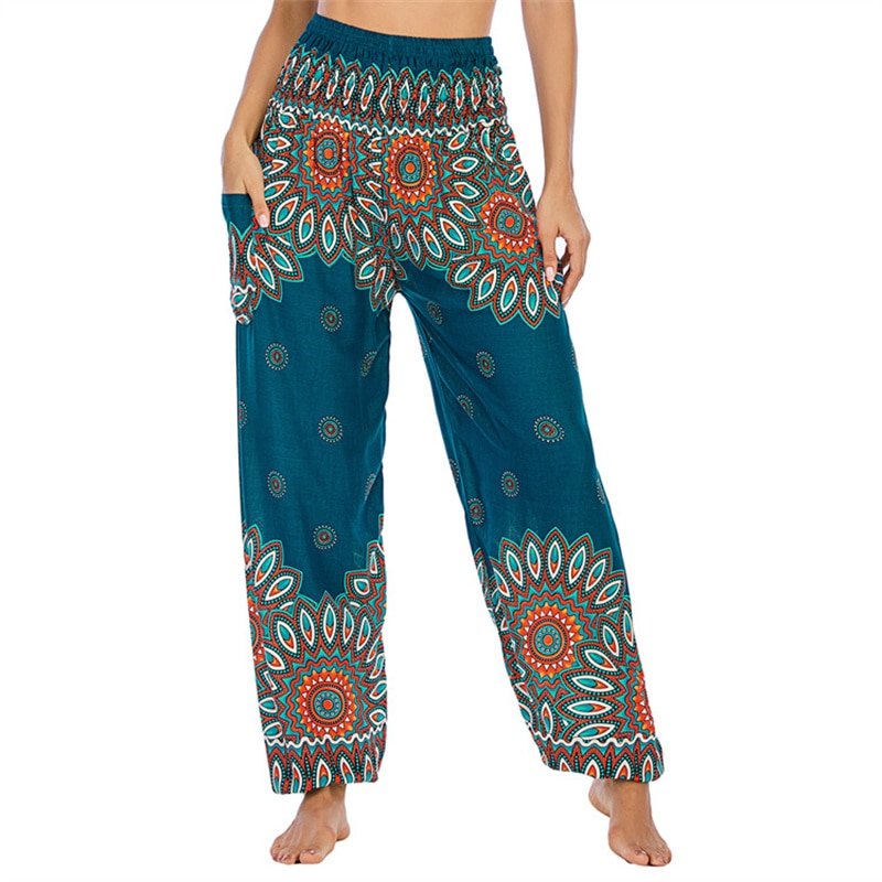 Women's Hippie Yoga Pants | Boho Festival Design | Free Size