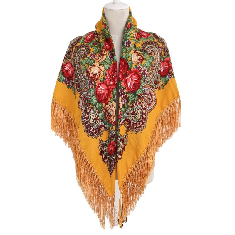 Women's Winter Hippie Flower Printered Poncho Cape | Various Colours | Free Size