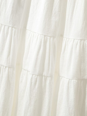 White Hippie Linen Cotton Beach Dress | Bohemian Flow | Free Size