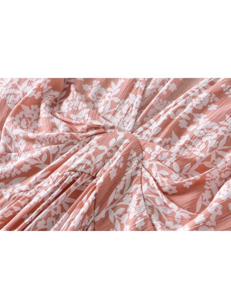 Cute Pink Women's Bohemian Deep V-Neck Dress | S-L