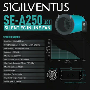 Sigilventus Silent EC Mixed Flow Inline Fan - 250mm