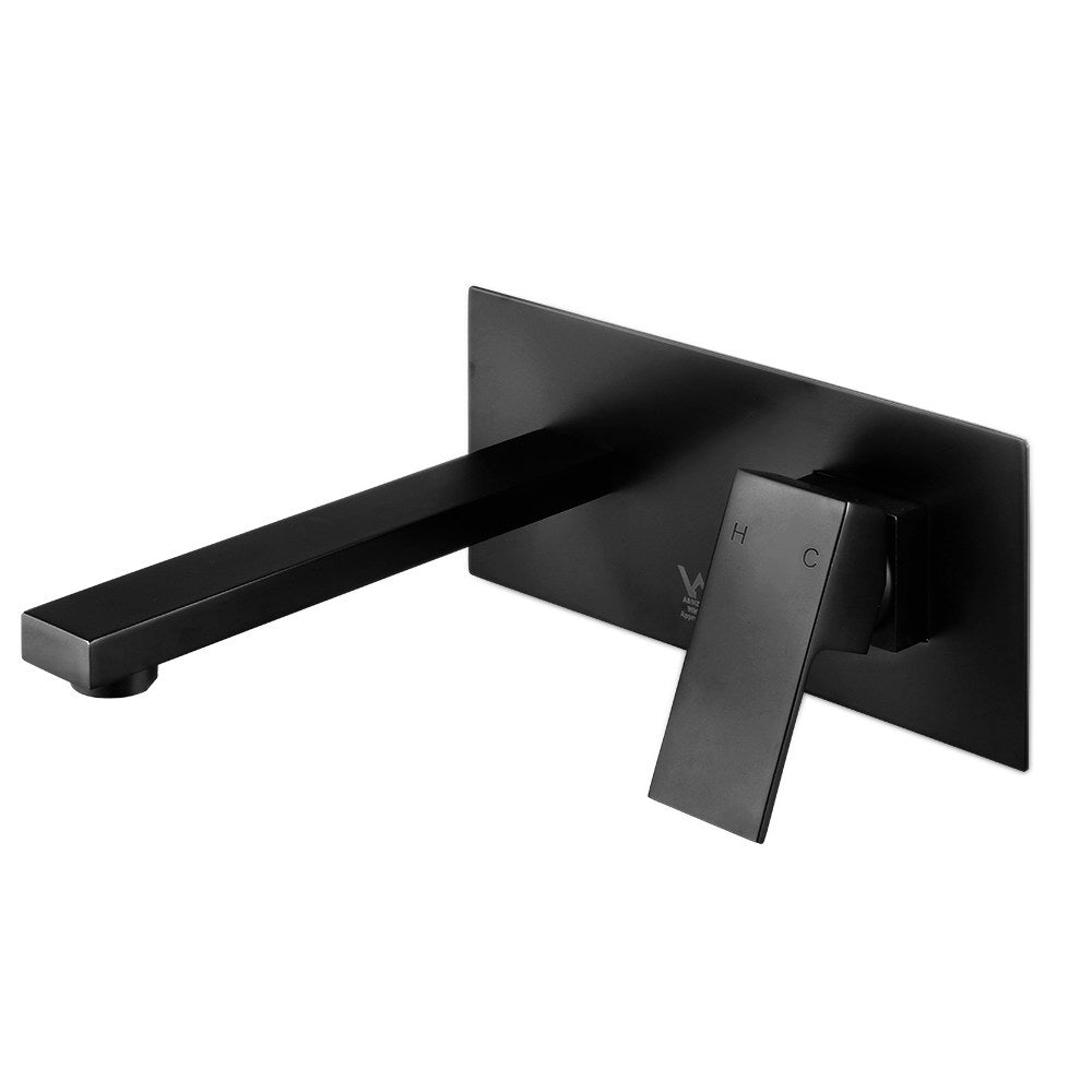 Cefito WELS Bathroom Tap - Wall Square Black Basin Mixer | High-Quality Brass Faucet