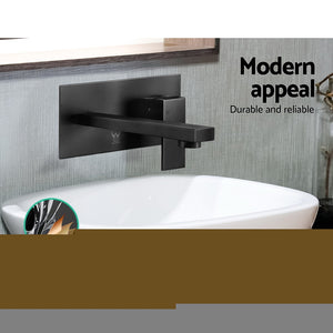 Cefito WELS Bathroom Tap - Wall Square Black Basin Mixer | High-Quality Brass Faucet