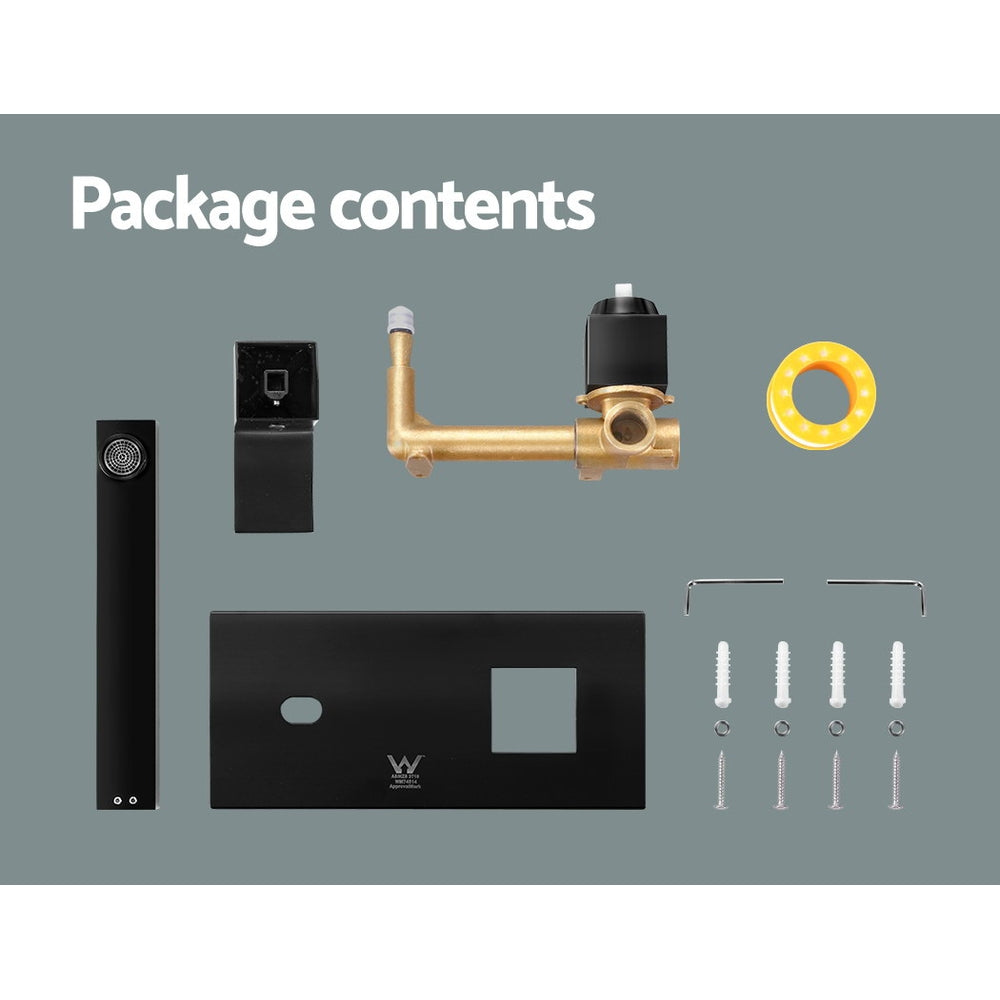 Cefito WELS Bathroom Tap - Wall Square Black Basin Mixer | High-Quality Brass Faucet