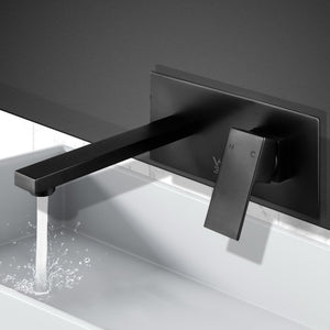 Cefito WELS Bathroom Tap - Wall Square Black Basin Mixer | High-Quality Brass Faucet
