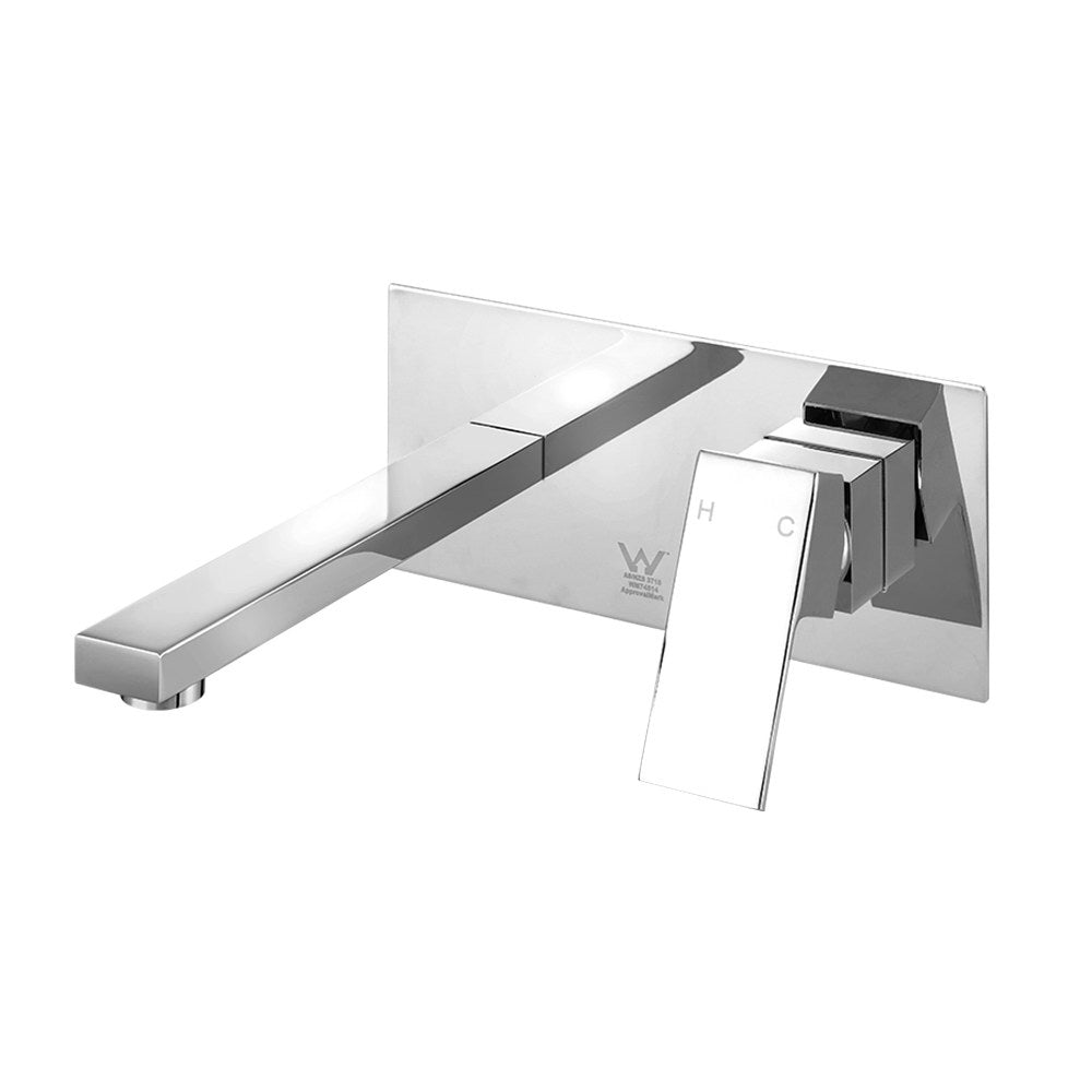 Cefito WELS Bathroom Tap - Wall Square Silver Basin Mixer | Vanity Faucet