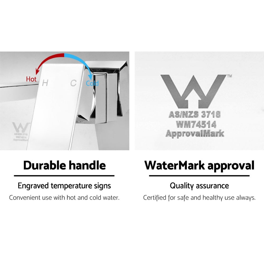 Cefito WELS Bathroom Tap - Wall Square Silver Basin Mixer | Vanity Faucet