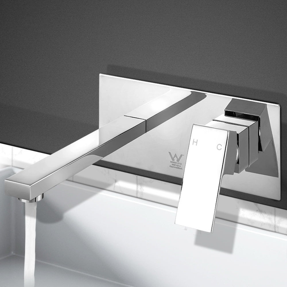 Cefito WELS Bathroom Tap - Wall Square Silver Basin Mixer | Vanity Faucet