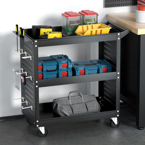 Giantz 3-Tier Tool Cart Storage Trolley - Workshop Organizer Black | Tools at Your Fingertips