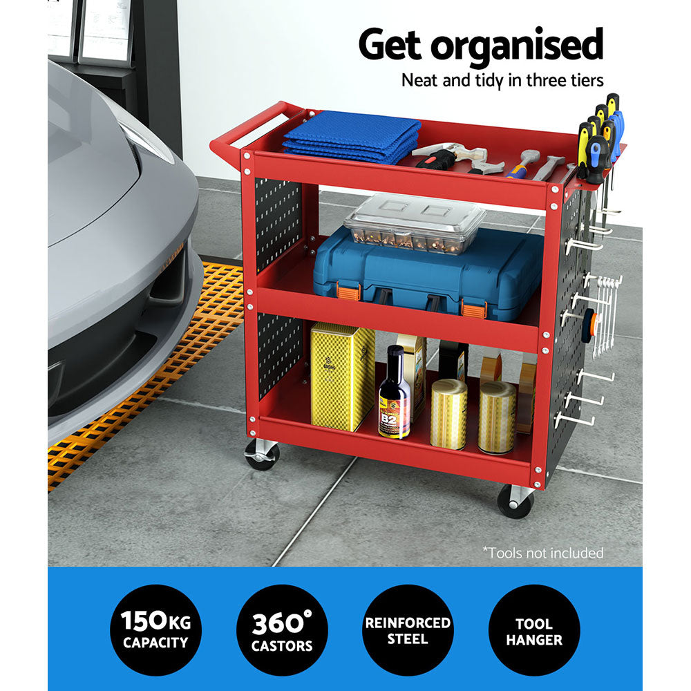 Giantz 3-Tier Tool Cart Trolley - Workshop Organizer 150kg | Efficient Tool Storage