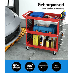 Giantz 3-Tier Tool Cart Trolley - Workshop Organizer 150kg | Efficient Tool Storage