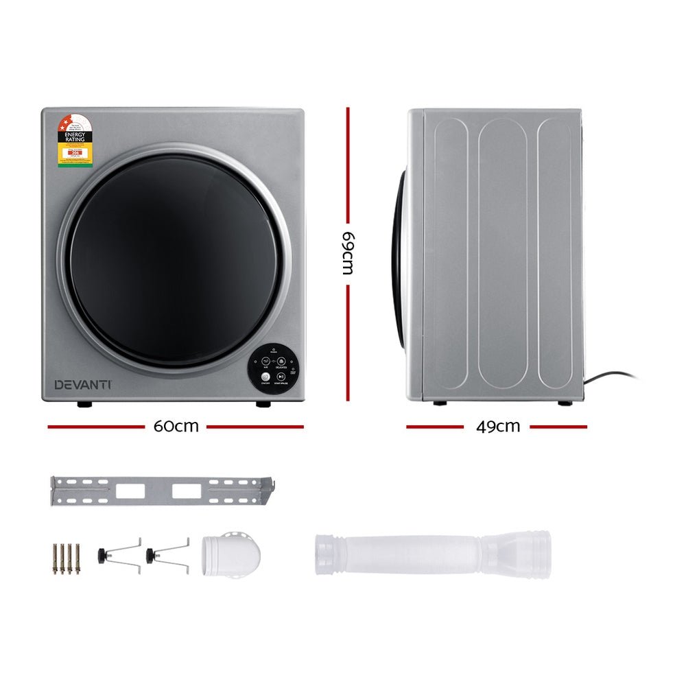 5kg Tumble Dryer | Fully Auto Wall Mount | Silver