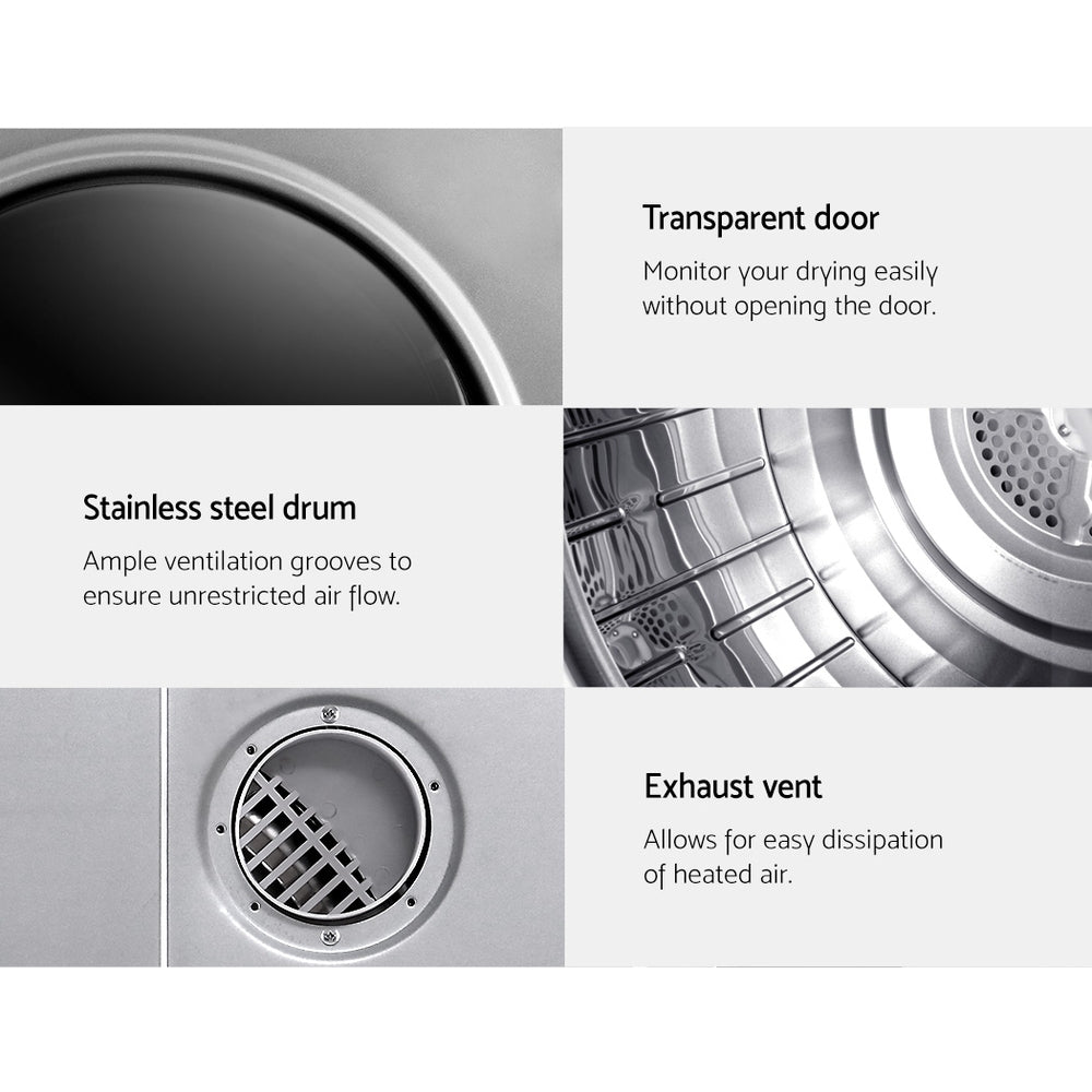 5kg Tumble Dryer | Fully Auto Wall Mount | Silver