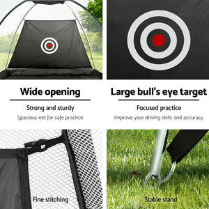Golf Practice Net and Training Mat Set - Cage Training Aid with Hitting Mat by Everfit